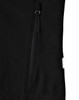 A black softshell hi-tech jacket featuring a zippered pocket and a logo.