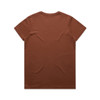 A brown T-shirt with a simple design and a logo. The shirt features a standard crew neck and short sleeves.