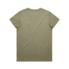 A green t-shirt featuring a plain back design and a small logo.