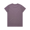 A plain purple t-shirt with a classic crew neckline and short sleeves. It features a branding logo on the back.