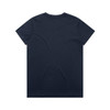 A navy blue t-shirt featuring a plain back design and a logo on the neck area.