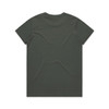 A dark green t-shirt with a plain back, made from soft fabric. It features a simple design and has a logo.