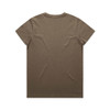A khaki T-shirt with a plain back. The fabric appears smooth and soft, featuring a small logo at the neckline.