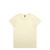 A plain cream-coloured t-shirt with a round neckline and short sleeves, featuring a logo.