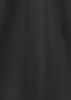 A black fabric for a women's 3/4 sleeve button-up shirt featuring a smooth texture and a logo.