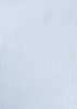 A light blue button-up shirt with a subtle striped pattern. The shirt features short sleeves and has a logo.