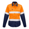 ZW720 - Womens Rugged Cooling Taped Hi Vis Spliced Shirt Orange/Navy