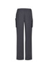 Grey straight leg scrub pants with pockets, featuring an elastic waistband. No visible logos or branding.