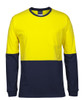 Yellow / Navy - Front - 6HVTN - JB's HV L/S CREW NECK COTTON T-SHIRT