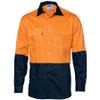 3840 - Hi Vis 2 Tone Cool-Breeze L/S Cotton Shirt - Orange-Navy