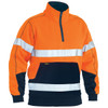 Orange / Navy - Front - BK6989T - Taped Hi Vis 1/4 Zip Fleece Pullover - Bisley Workwear