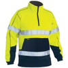Yellow / Navy - Front - BK6989T - Taped Hi Vis 1/4 Zip Fleece Pullover - Bisley Workwear