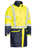 Yellow / Navy - Front - BJ6935HT - Taped Hi Vis Stretch PU Rain Coat