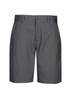 Men's dress shorts in a sleek dark grey colour, featuring a button closure and pockets. Includes a logo.