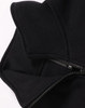 A black 1/2 zip collar fleece jumper featuring a smooth fabric texture and a zip closure, with a logo present.