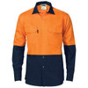 3838 - HiVis Two Tone Drill Shirt with Press Studs - Orange Navy