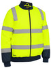 Yellow / Navy - Front - BJ6730T - Taped Hi Vis Bomber Jacket with Padded Lining
