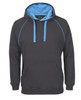 Gunmetal / Aqua - Front - 3CFH - JB's Contrast Fleecy Hoodie -S