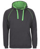 Gunmetal / Pea Green - Front - 3CFH - JB's Contrast Fleecy Hoodie -S