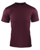 A maroon men's t-shirt featuring short sleeves and a fitted design, with a subtle logo.