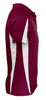 A maroon polo shirt featuring white side panels and a collar, with a logo on the front.
