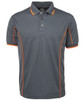 Grey / Orange - Front - 7PIP - Podium S/S Piping Polo -2Xs