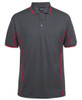 Charcoal / Red - Front - 7PIP - Podium S/S Piping Polo -2Xs