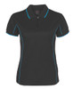 Black / Aqua - Front - 7LPI - Podium Ladies Piping Polo -08