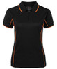 Black / Orange - Front - 7LPI - Podium Ladies Piping Polo -08