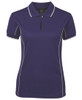 Purple / White - Front - 7LPI - Podium Ladies Piping Polo -08