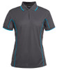Charcoal / Aqua - Front - 7LPI - Podium Ladies Piping Polo -08