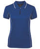 Royal / White - Front - 7LPI - Podium Ladies Piping Polo -08