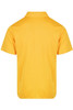 A yellow men's polo shirt, featuring a collar and short sleeves, with a back view and a logo.