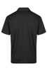 A black men's polo shirt featuring a classic collar and short sleeves, with a logo present on the design.