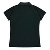 A dark green polo shirt with a short sleeve and a classic collar design. The back view is displayed.