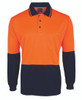 Orange / Navy - Front - 6HJNL - JB's HV 4602.1 L/S Jacquard Polo