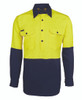 Yellow / Navy - Front - 6HVCF - JB's HV CLOSE FRONT L/S 190G SHIRT Yellow / Navy - Front - 6HVCF - JB's HV CLOSE FRONT L/S 190G SHIRT