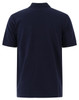 A navy blue men's cotton stretch polo shirt featuring a classic design and a logo on the back.