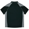 A dark green polo shirt with grey side panels and a logo. The shirt features a classic collar and short sleeves.