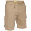 Khaki - Front - BSHC1008 - Mens Stretch Cotton Cargo Short - Bisley Workwear