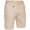 Stone - Front - BSHC1008 - Mens Stretch Cotton Cargo Short - Bisley Workwear