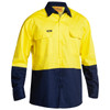 Yellow / Navy - Front - BS6267 - Hi Vis Drill Shirt - 2 Tone Long Sleeve - Bisley Workwear