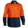 Orange / Navy - Front - BS6267 - Hi Vis Drill Shirt - 2 Tone Long Sleeve - Bisley Workwear