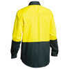 Yellow / Bottle - Back - BS6267 - Hi Vis Drill Shirt - 2 Tone Long Sleeve - Bisley Workwear