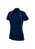 A navy short sleeve polo shirt for women featuring contrasting detailing and a logo.