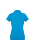 A women's short sleeve polo shirt in a bright blue colour featuring a subtle ribbed texture and a branded logo.