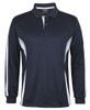 Navy / White / Grey - Front - 7CLP - PODIUM L/S COOL POLO