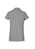 A women's short sleeve polo shirt in a light grey colour, featuring a collar and a logo on the back.
