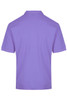 A purple polo shirt featuring a collar and short sleeves, with a logo on the back.