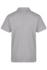 A grey polo shirt with a collar and short sleeves, featuring a logo on the back.